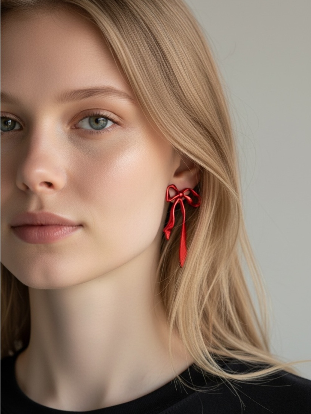 10/25 Red Bow Drop Earrings - Women Jewelry